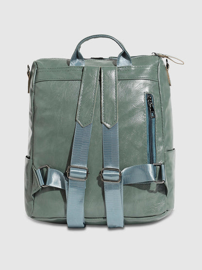 The Zip-Front Broad Backpack - Sage Green