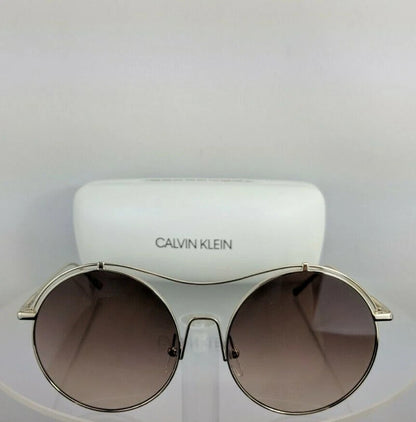Calvin Klein Jean UV-Protected Grey Round Shiny Gold Framed Sunglasses