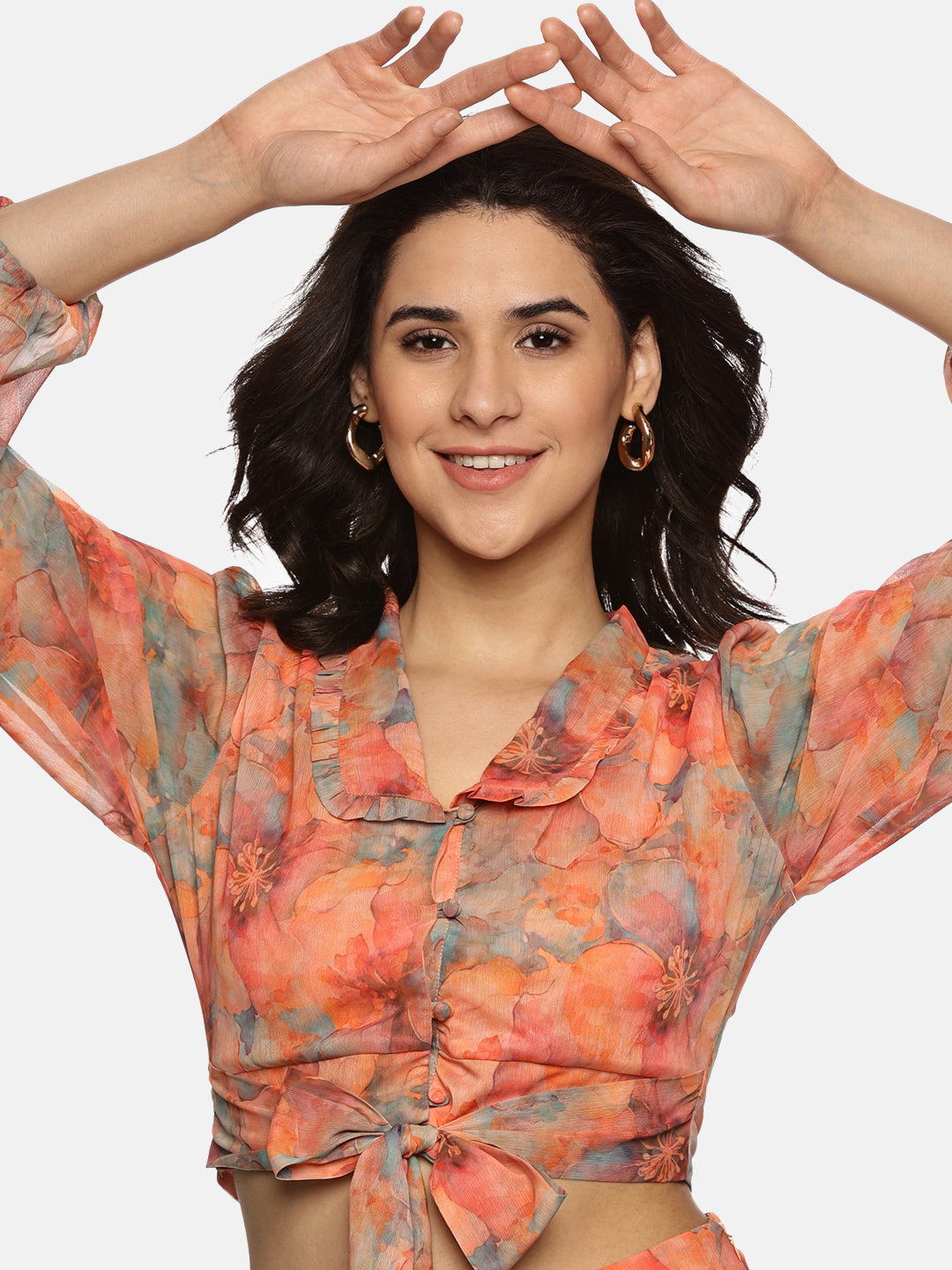 Buy Orange Crop Top For Women In Full Sleeve