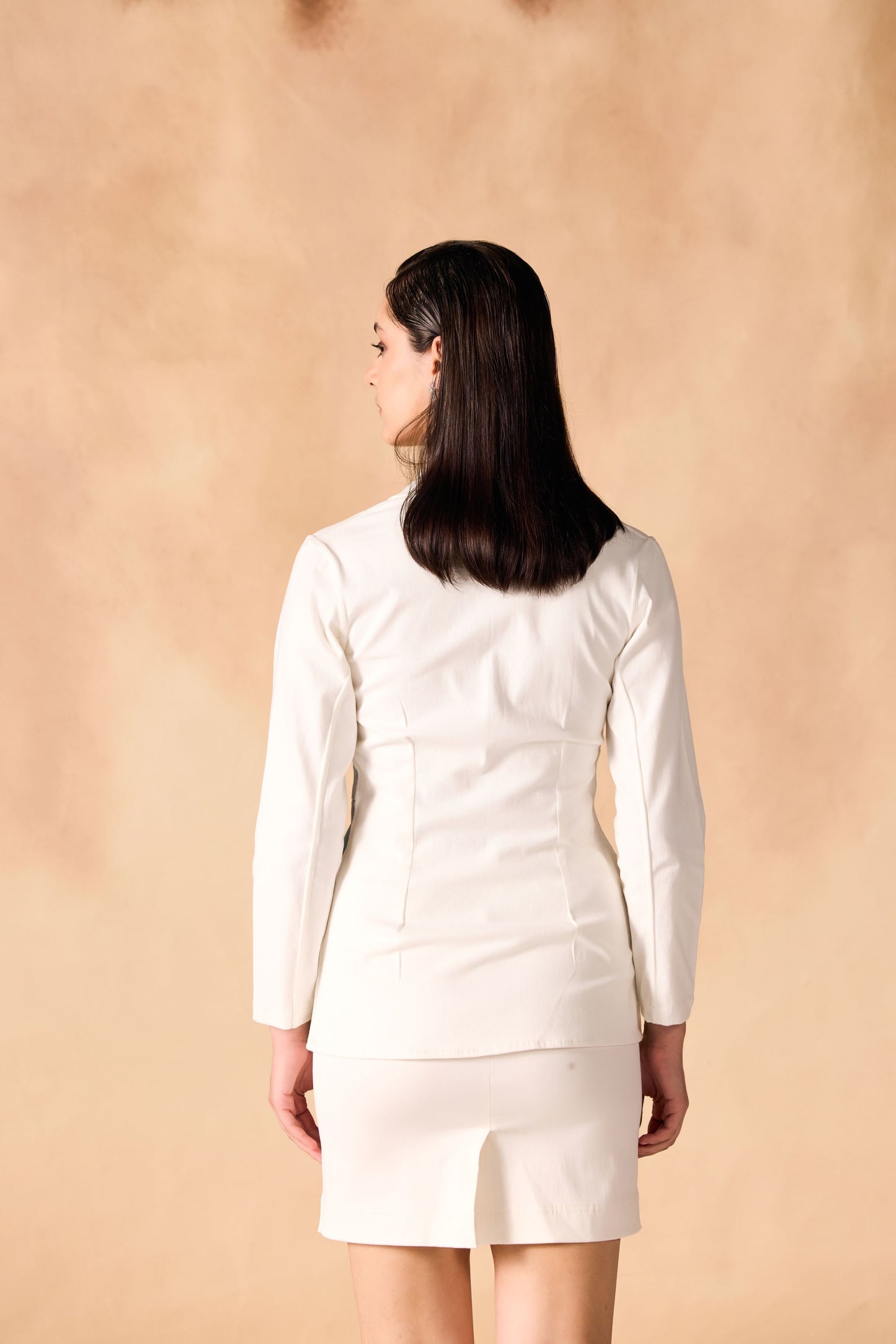 Panelled Denim & Twill Structured Jacket