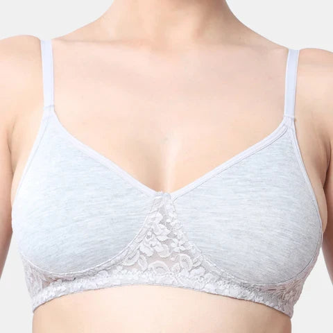 Seamless grey melange lace bra Envie 3/4th coverage non wired non padded lightweight comfortable bra for women