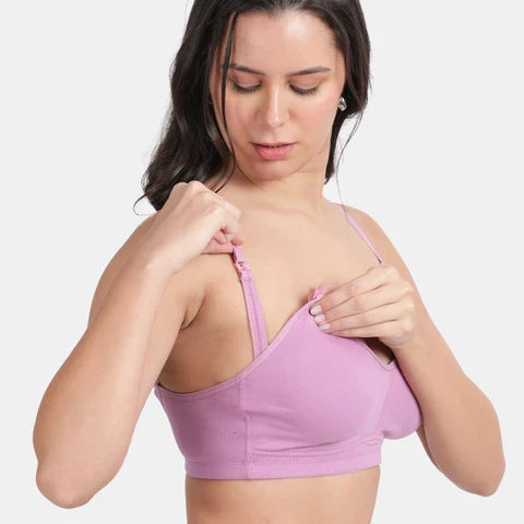 Envie nursing bra purple NVB1116 non wired non padded soft fabric breathable maternity bra for new moms