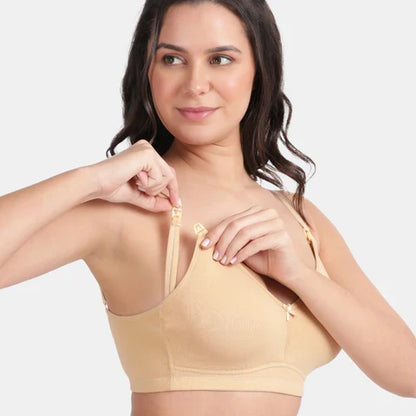 Envie maternity nursing bra non padded non wired 3/4th coverage NVB1116 nude soft breathable comfort bra for pregnancy and feeding