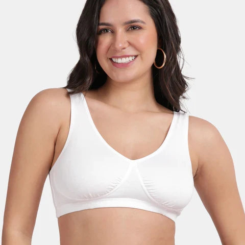 Non padded non wired sleeping bra Envie NVB1022 white full coverage gentle support sleep bra