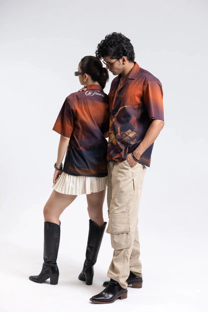 Heaven's Reckoning Oversized Printed Cuban Collar Shirt Off Sinners