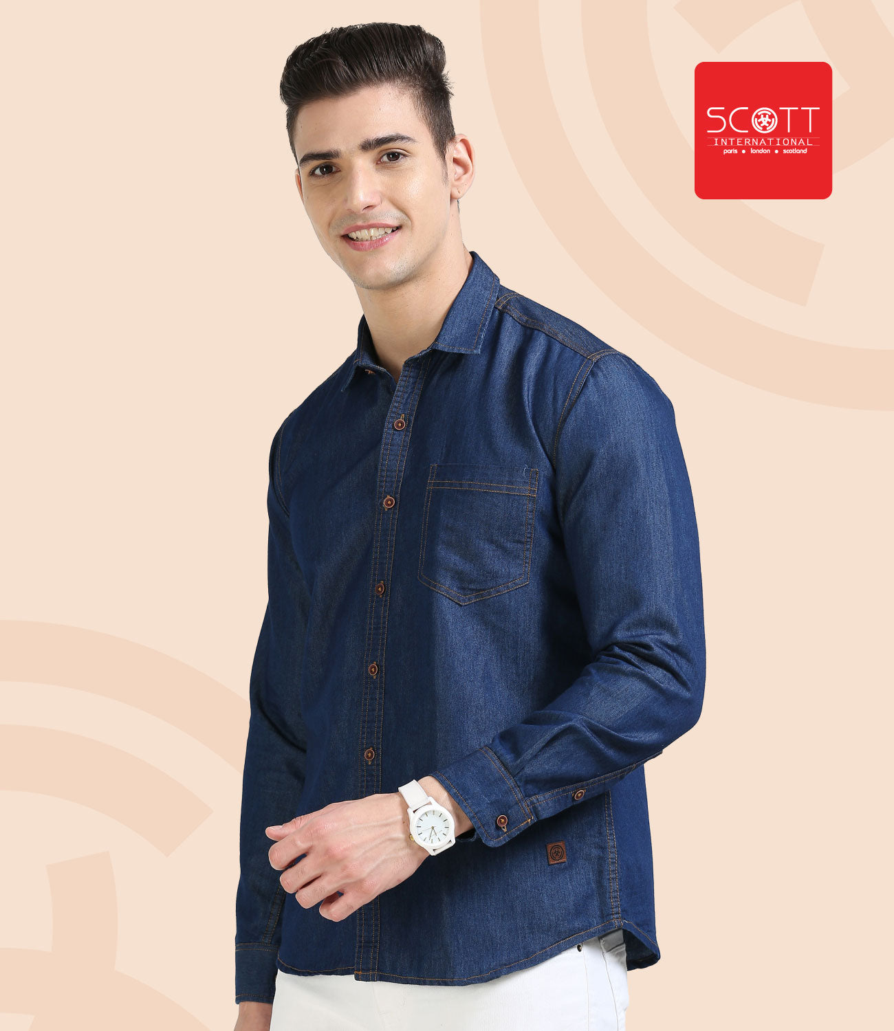 Men's Cotton Regular Fit Denim Shirt