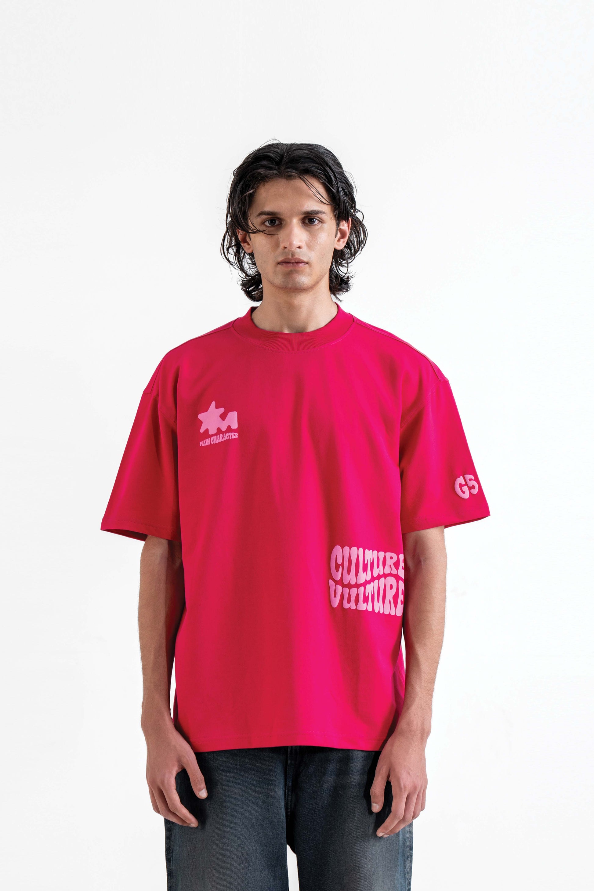 Culture Vulture Printed Pink Oversized T-Shirt Main Character