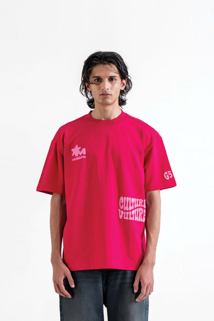 Culture Vulture Printed Pink Oversized T-Shirt Main Character