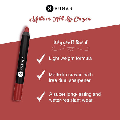 Sugar Matte As Hell Crayon Lipstick - 08 Jackie Brown 2.799999952316284 GRAM