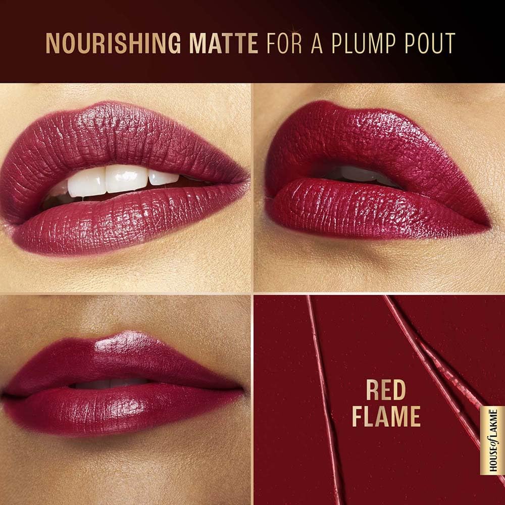 Lakme Ultimate Glam Satin Matte Lipstick - Ur 2 Red Flame 4.3 g