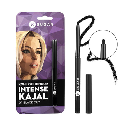 Sugar Cosmetics Kohl Of Honour Intense Long Stay Kajal, Waterproof,Smudge & Transfer-Resistant 01 Black Out 0.30000001192092896 GRAM