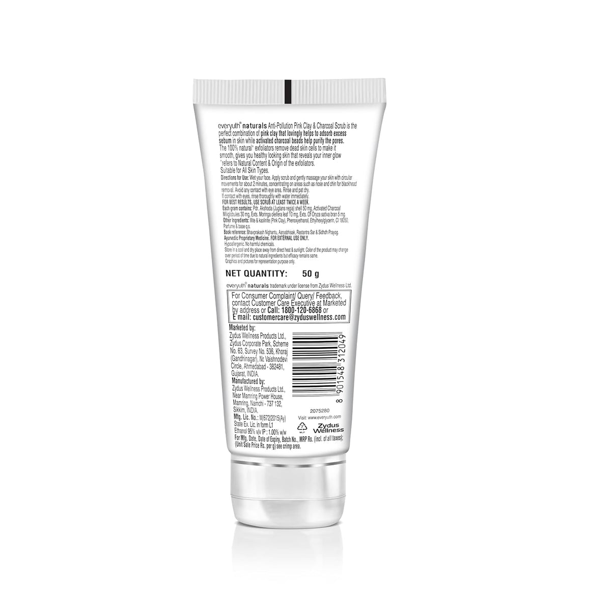Everyuth Naturals Anti-Pollution Pink Clay & Charcoal Scrub 50 g