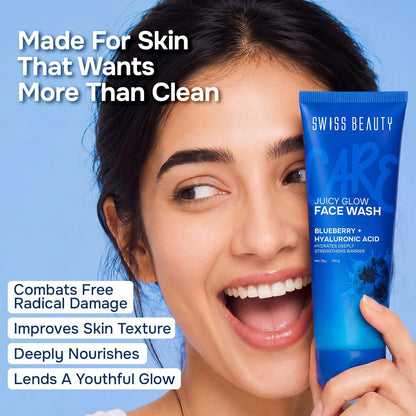 SWISS BEAUTY JUICY GLOW FACE WASH BLUEBERRY+HYALURONIC ACID