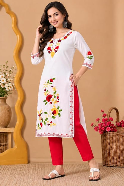 LIBOZA Women Kashmiri Embroidered Straight Kurta