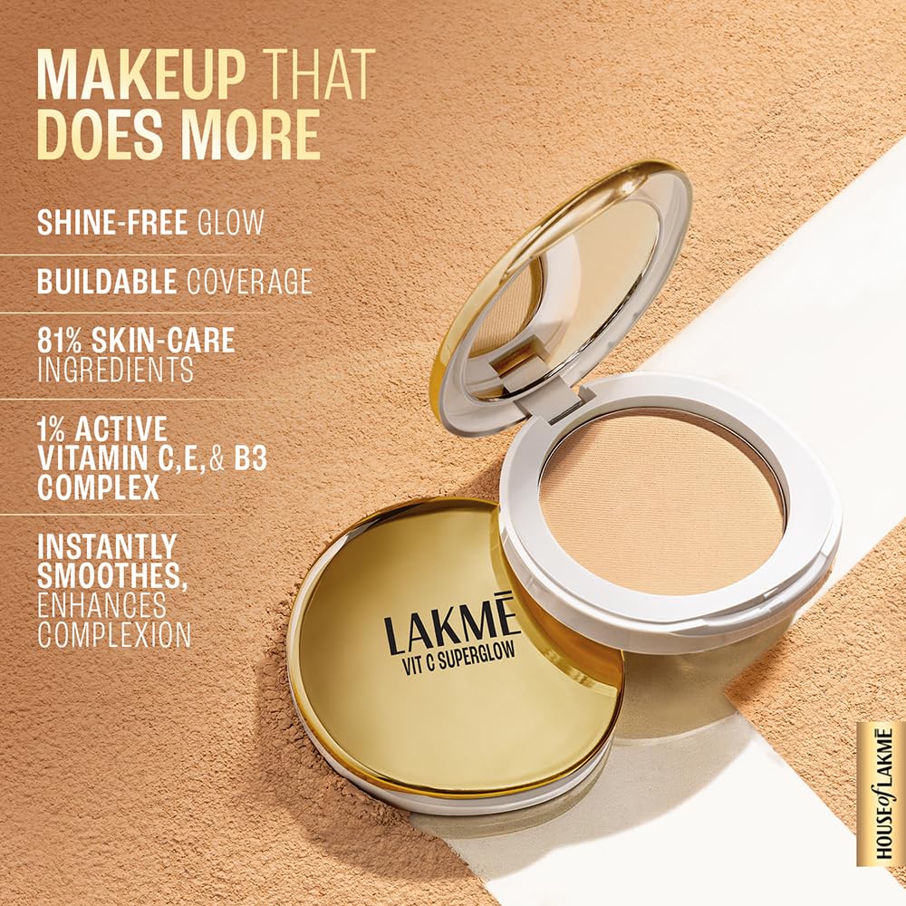 Lakme Makeup+Skincare Vitc Superglow Skin Perfecting Compact