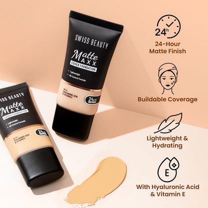 SWISS BEAUTY Matte MAXX COVER FOUNDATION-05 Neutral Sand 30 GRAM