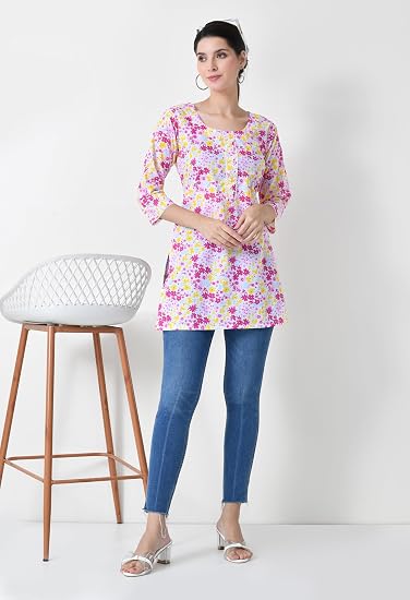 Pure Cotton Short Kurti for Women - Pink