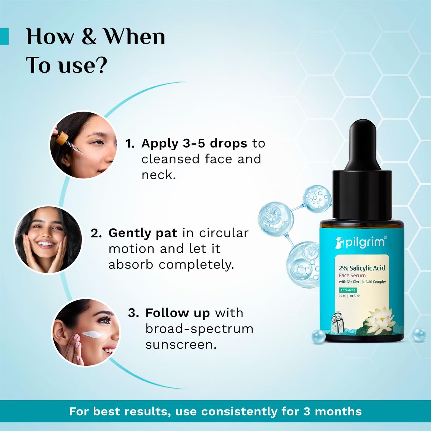 Pilgrim Salicylic Acid 2% + Glycolic Acid 3% Anti Acne Serum | Resurfaces & Retexturizes Skin| Reduces Excess Oil | Dermatologically Tested | All Skin Type | For Men & Women | Vegan 30 MILLI_LITRE