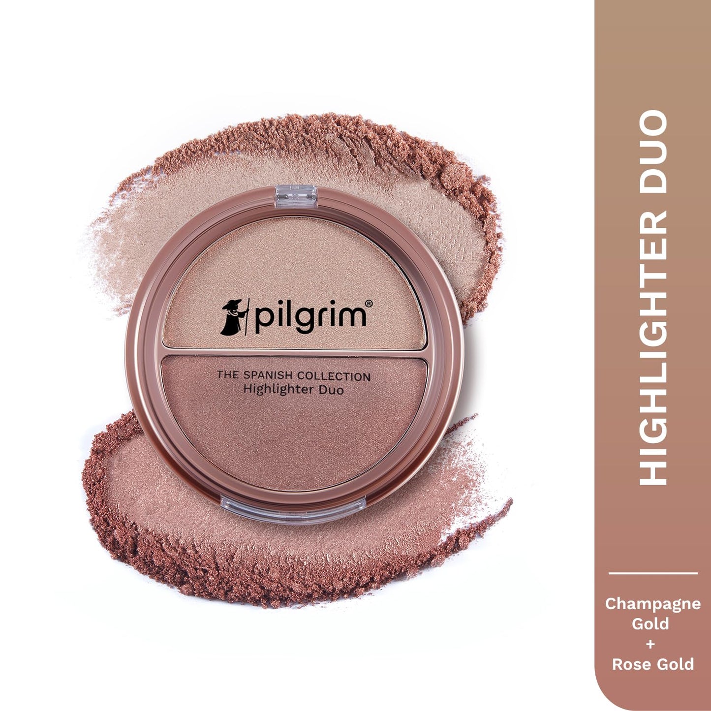 Pilgrim Face Highlighter Duo - The Gold Rhythm Champagne Gold & Rose Gold - 01 11 GRAM