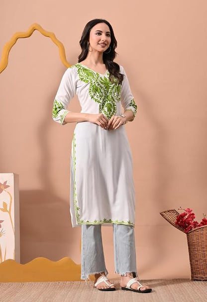 LIBOZA Women Kashmiri Embroidered Straight Kurta