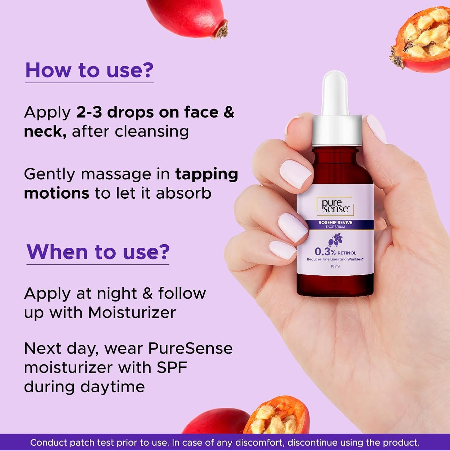 pure sense 0.3% RETINOL Rosehip & Papaya Face serum 10 ml