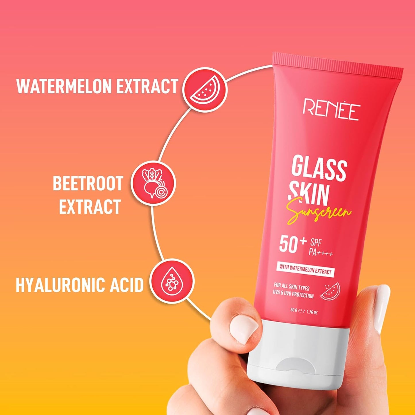 Renee Glass Skin 50+ SPF PA++++ Sunscreen Cream 50 g