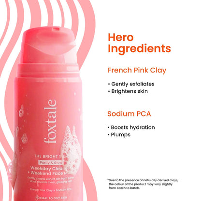 Foxtale Purify & Glow Weekday Cleanser + Weekend Face Mask 50 ml