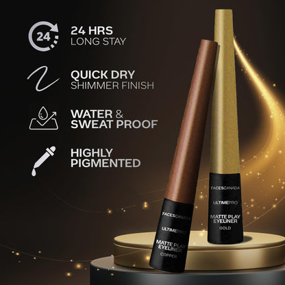 Faces Canada Ultime Pro Matte Play Eyeliner , Shimmer Finish , Waterproof, Smudgeproof 2.5 ml