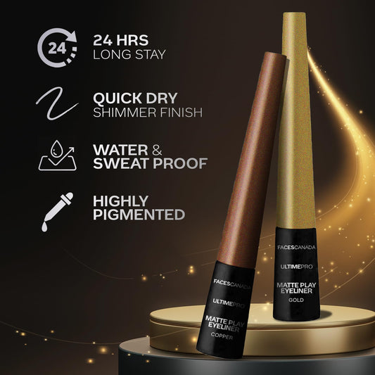 Faces Canada Ultime Pro Matte Play Eyeliner , Shimmer Finish , Waterproof, Smudgeproof 2.5 ml