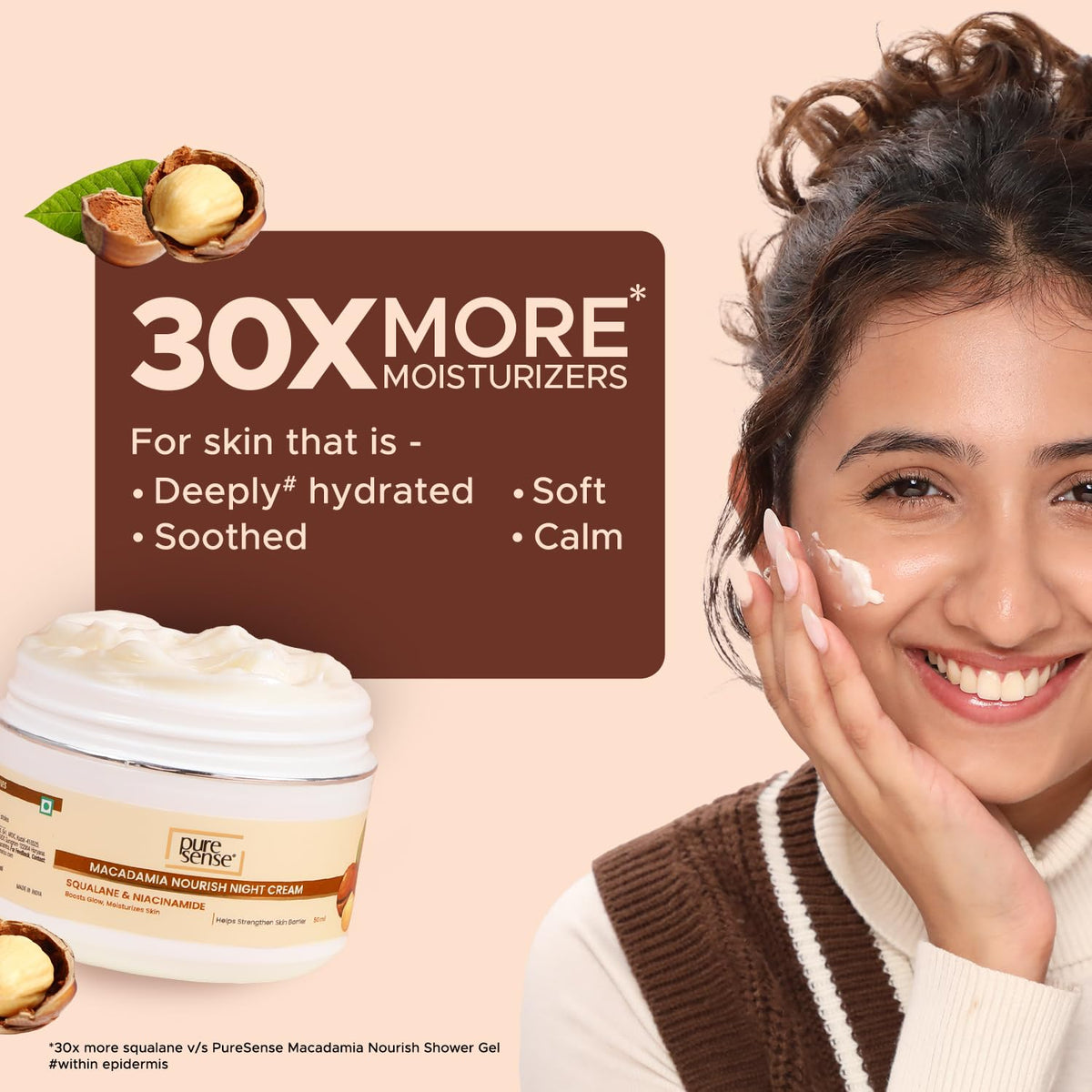 PURE SENSE MACADAMIA NOURISH night cream SQUALANE & NIACINAMIDE 50 ML