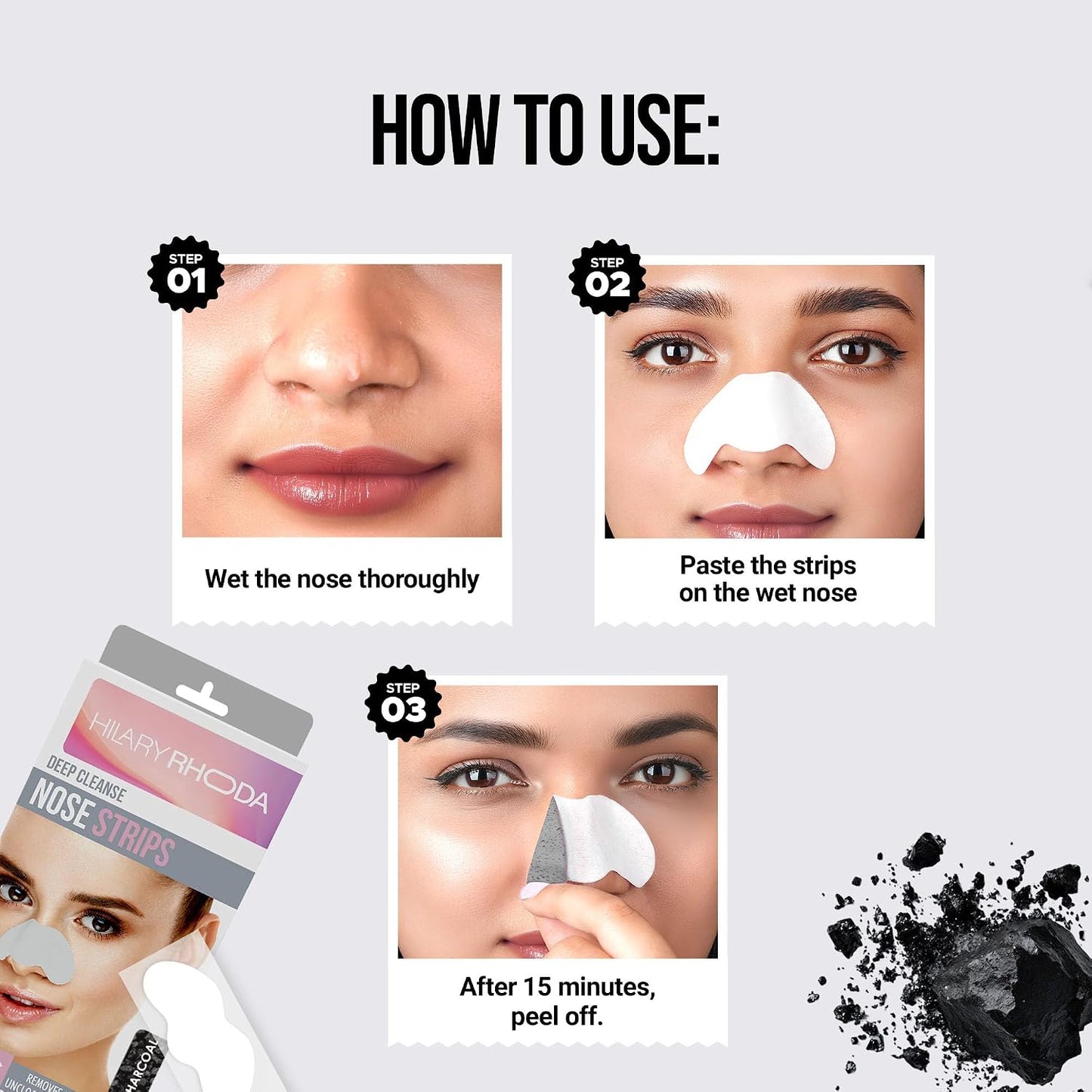 Hilary Rhoda Charcoal Deep Cleanse Nose Strips 10 PIECE