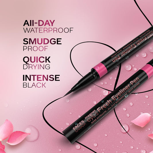 Faces Canada Magnet eyes Fresh Eyeliner Pen, 1Ml , All - Day Waterproof & Smudge proof 1 ml