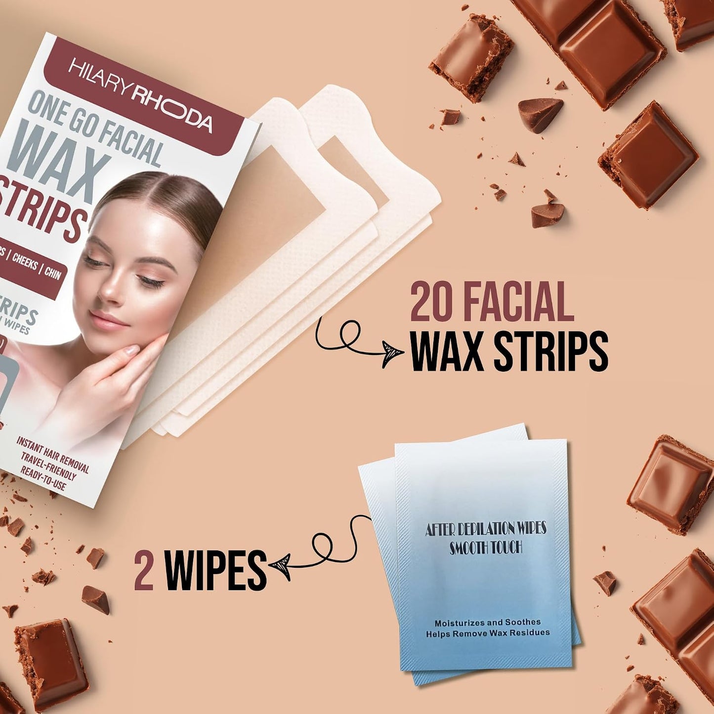 HILARY RHODA FACIAL WAX STRIPS-04 CHOCOLATE
