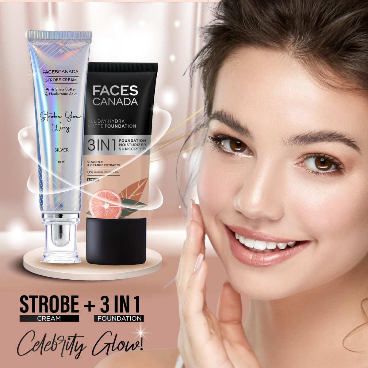 Faces Canada Strobe Cream | Instant Illumination Intense Hydration Highlighter Silver 30 gm