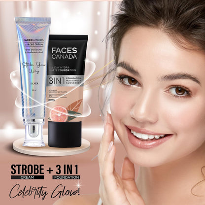 Faces Canada Strobe Cream | Instant Illumination Intense Hydration Highlighter Silver 30 gm