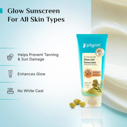 Pilgrim 2% Niacinamide SPF 50 PA+++ Glow Sunscreen 50 GRAM