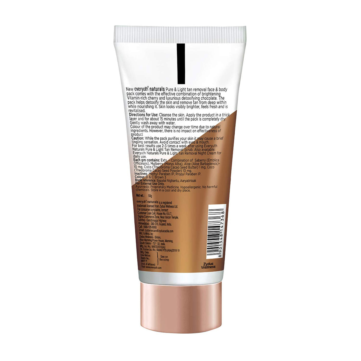 Everyuth Naturals Pure & Light Chocolate & Cherry Tan Removal Pack 50 g