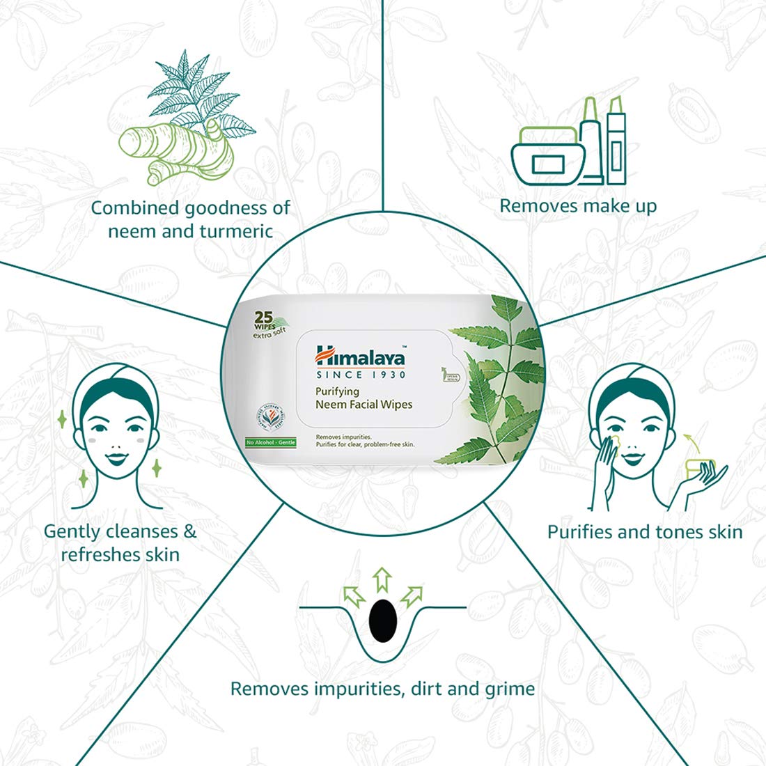 Himalaya Purifying Neem Facial Wipes 25 PIECE
