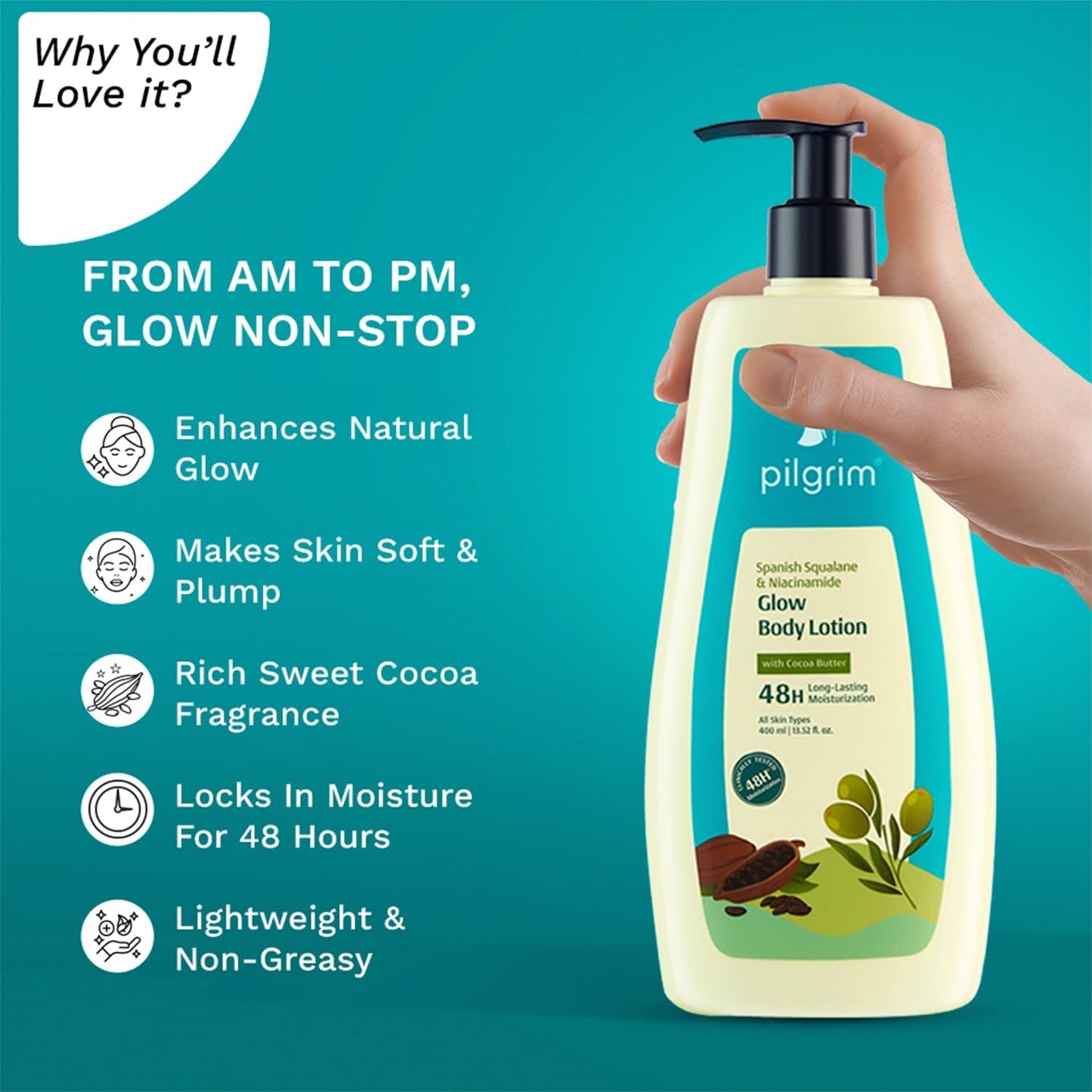 Pilgrim Spanish Squalane & Niacinamide Glow Body Lotion 400 MILLI_LITRE