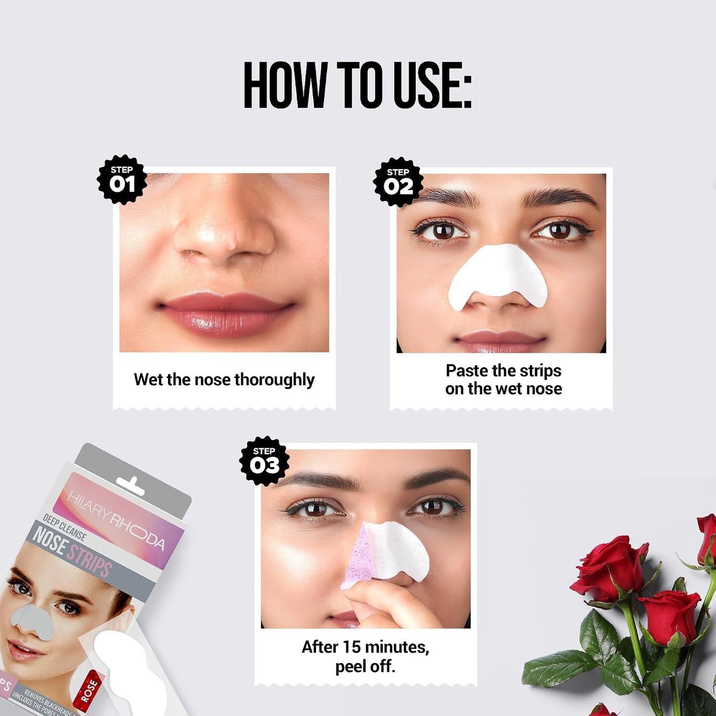 Hilary Rhoda Rose Deep Cleanse Nose Strips 10 PIECE