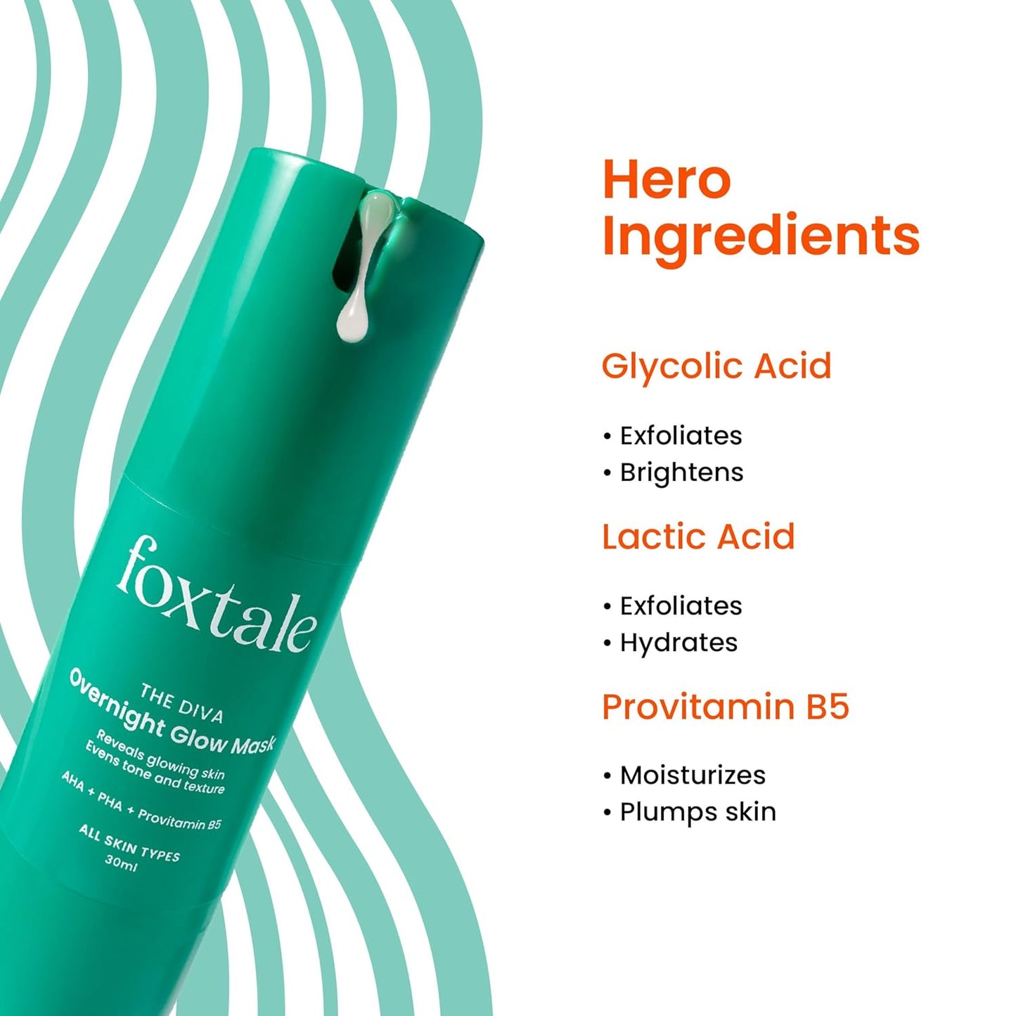 Foxtale Over Night Glow Mask | Aha, Pha & Provitamin B5 | All Skin 30 ml