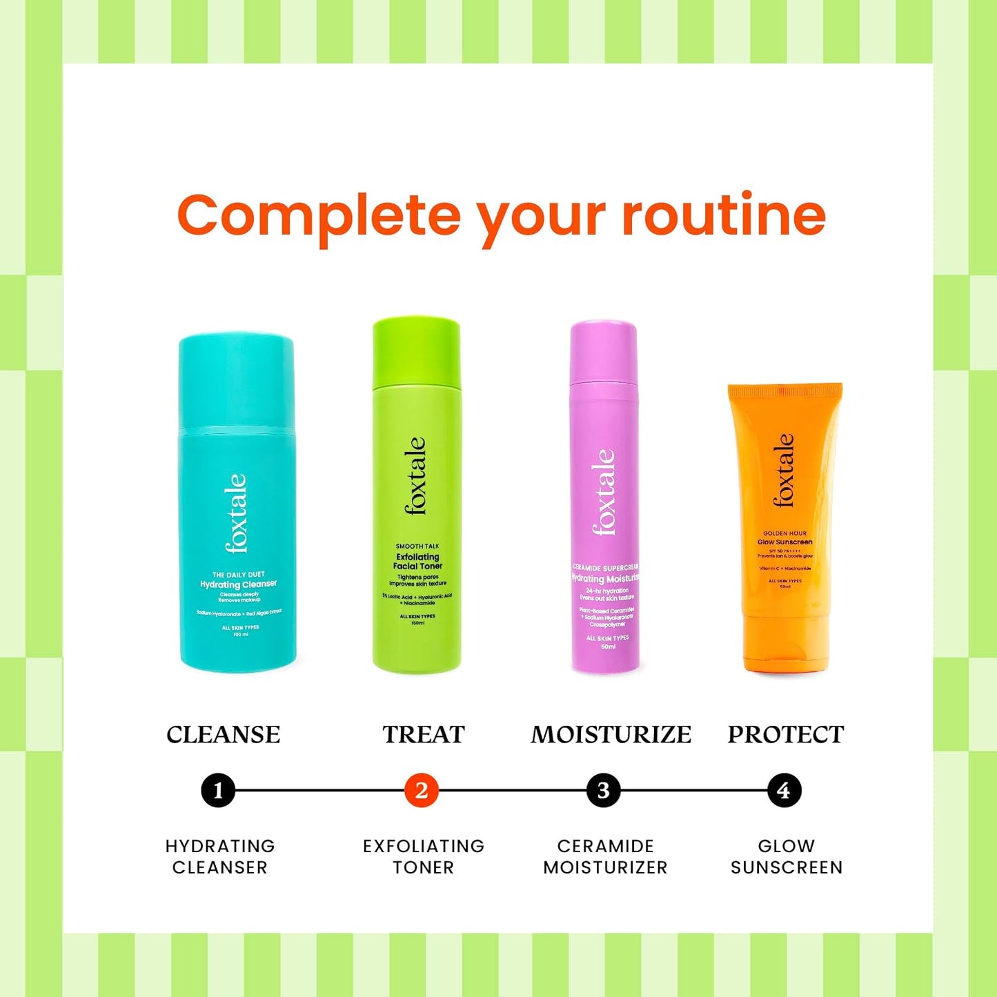 Foxtale 5% Lactic Acid Exfoliating Face Toner For Pore Tightening, Alcohol Free Men & Women 150 ml