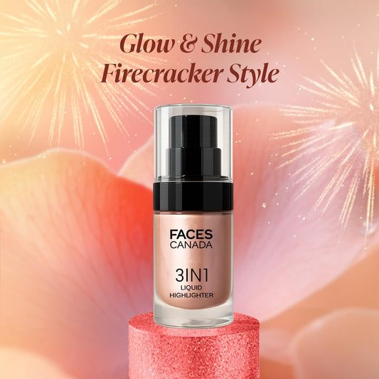 Faces Canada 3 in 1 Liquid Highlighter - 03 Rose Gold 15ml