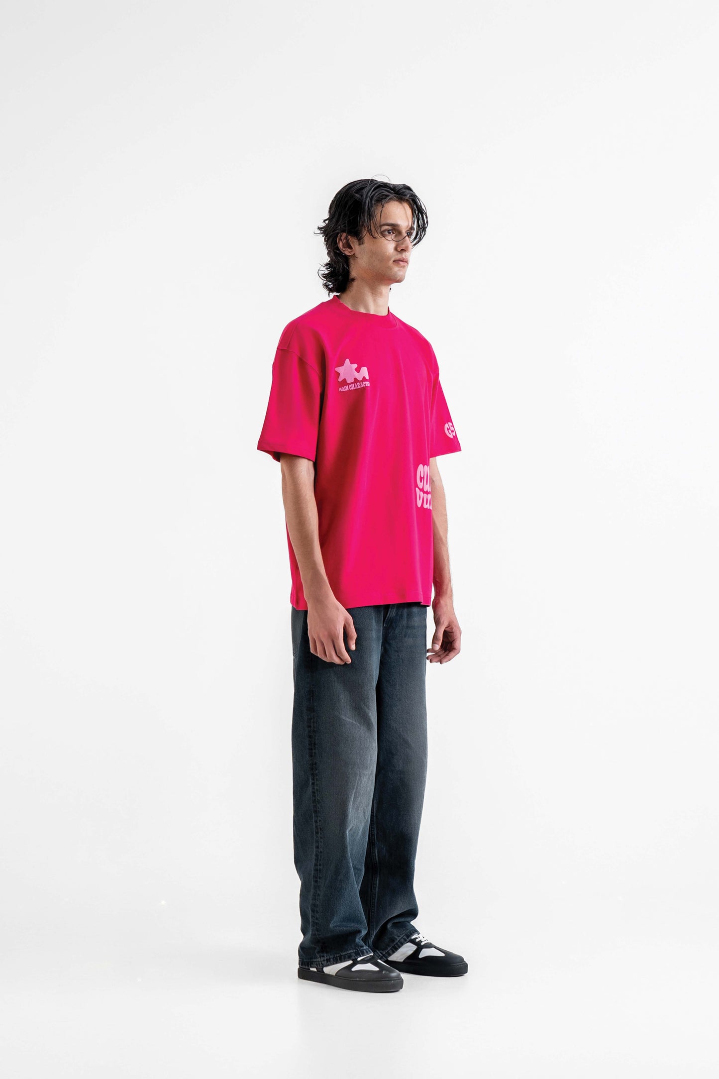 Culture Vulture Printed Pink Oversized T-Shirt Main Character