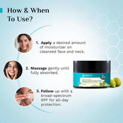 Pilgrim Squalane Vitamin C & Niacinamide Glow Moisturizer For Dry Skin & Hydration 50 GRAM