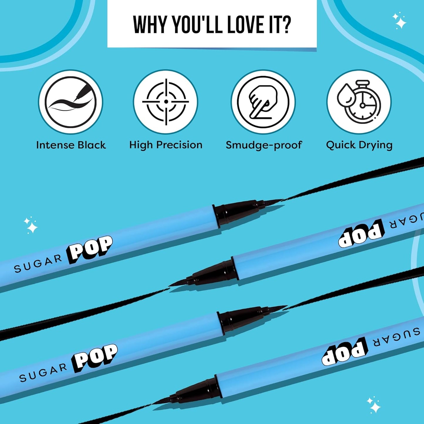 Sugar Pop Waterproof Eyeliner Intense Black, Lightweight Smudge - Proof 1.5 MILLI_LITRE