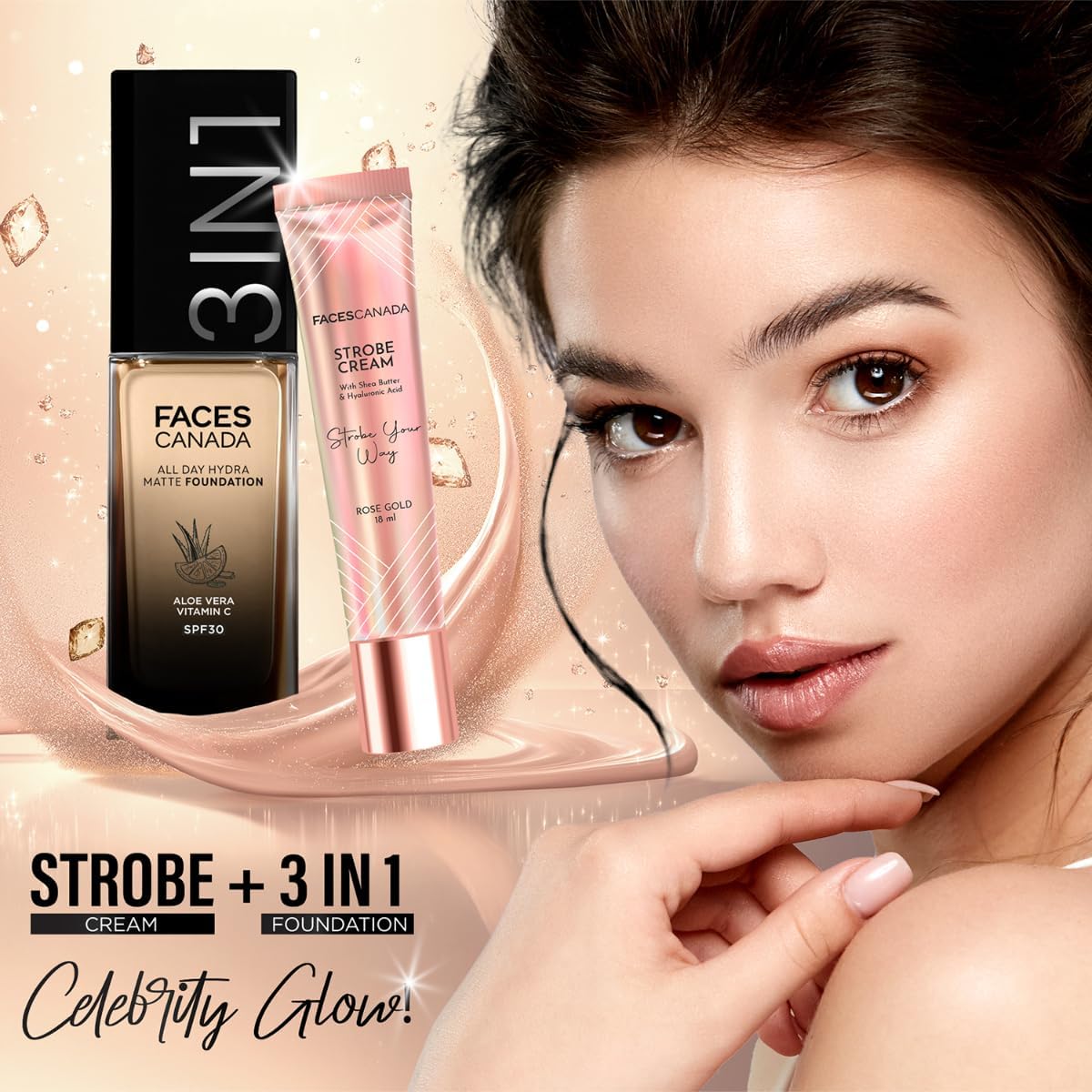 Faces Canada 3 in 1 Foundation + Fixer Spray - Golden Beige 032