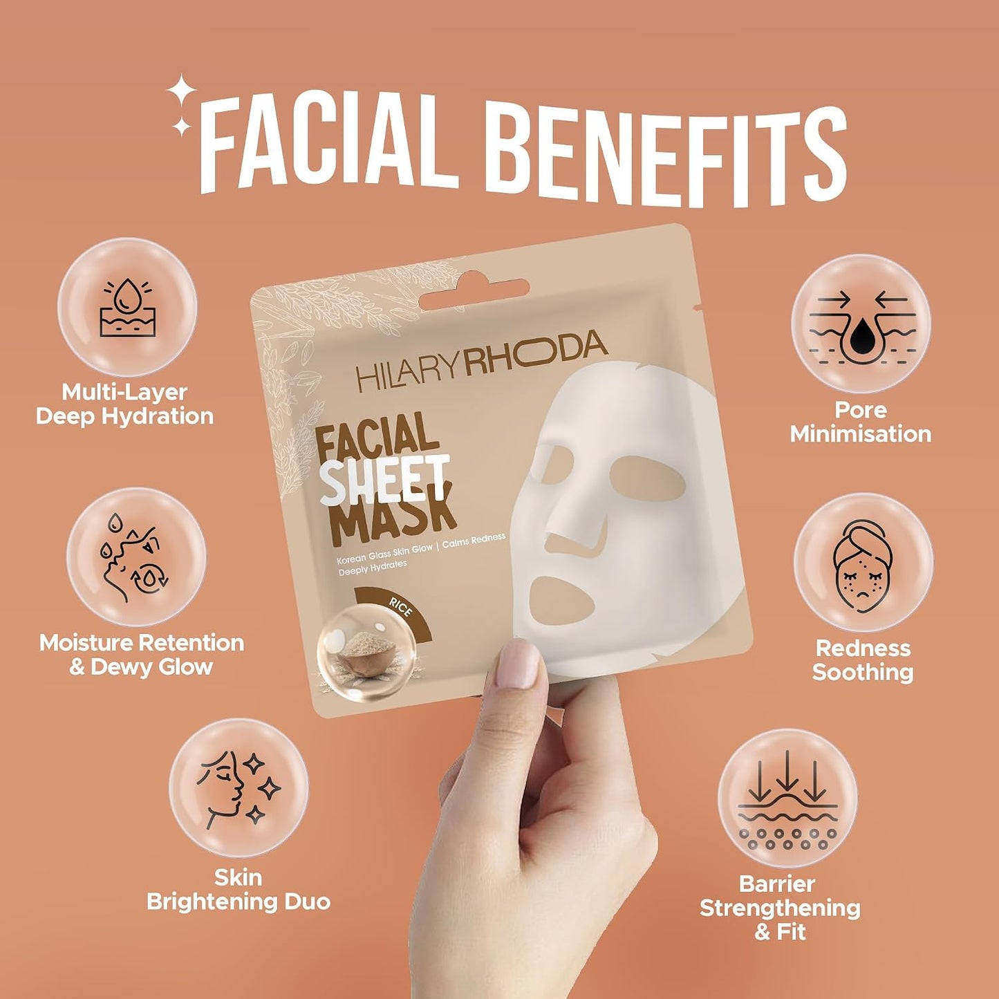 HILARY RHODA FACIAL SHEET MASK RICE