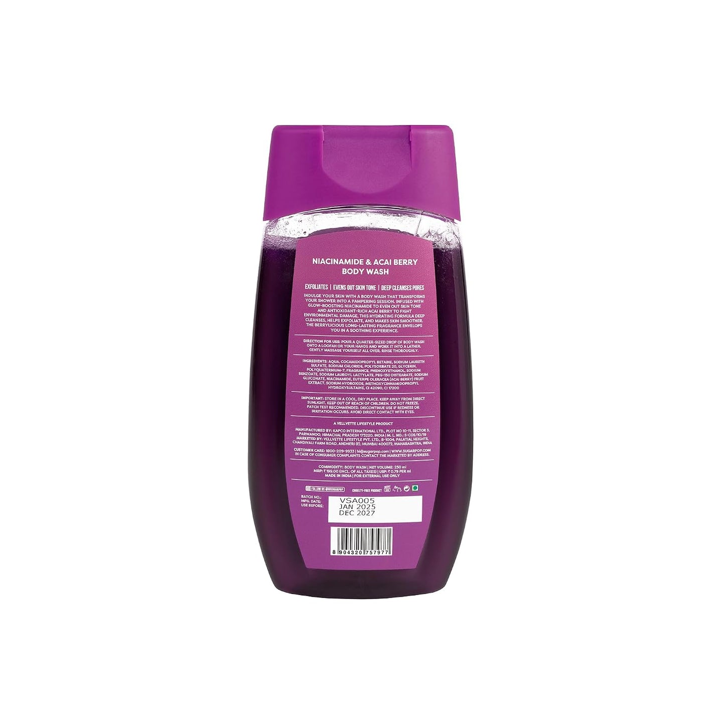 Sugar Pop Niacinamide & Acai Berry Body Wash 250 MILLI_LITRE