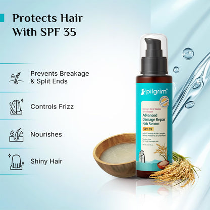 PILGRIM Korean Rice Water & Collagen Advanced Damage Repair Hair Serum SPF 35 100ML